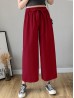 Solid Color Wide-Leg Cropped  Pants W/ Tie Belt